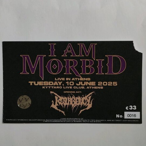 I Am Morbid ticket like new, 10/6/2025