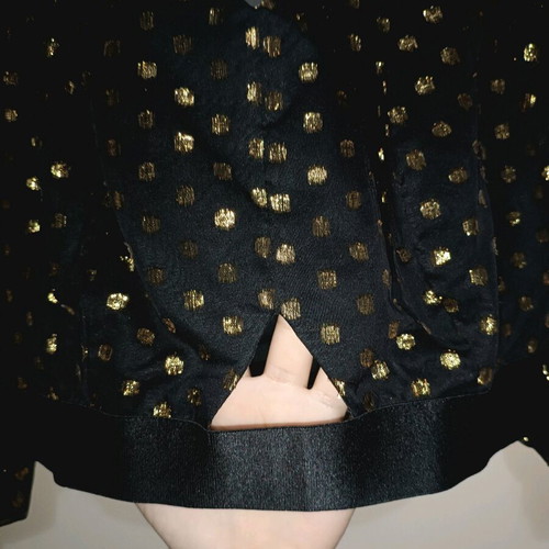 Bustier top black with puffed sleeves like new, gold details
