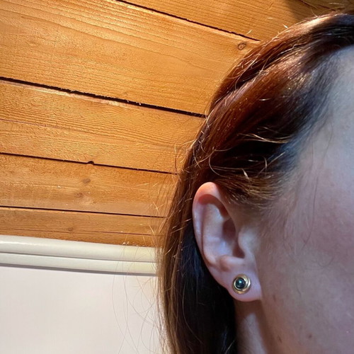 Vintage earrings gold-plated with black cultured pearls like new