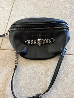 John Richmond black belt bag crossbody with skull and chain