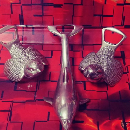 Silver-plated beer openers new, Germany 60s-70s