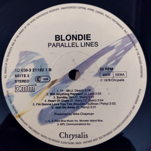 Blondie Parallel Lines 12'' Vinyl LP used, Greek pressing
