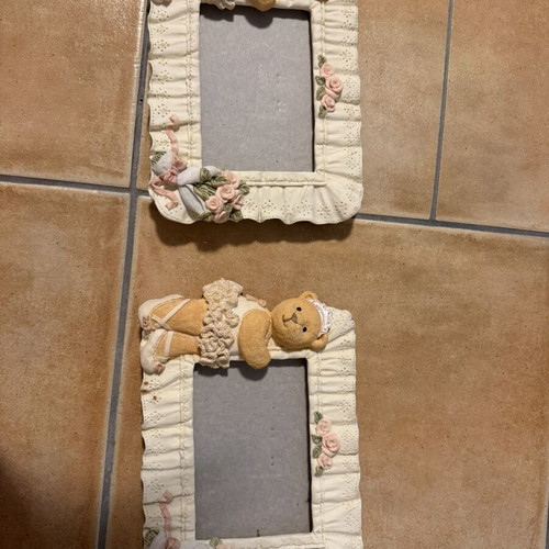 Picture frame set of 2 with teddy bear decoration