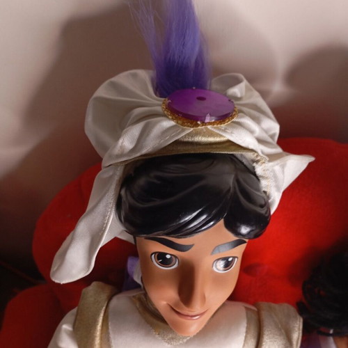 Vintage Disney Aladdin Mattel plush doll set 1993 used, Prince Ali & Jasmine