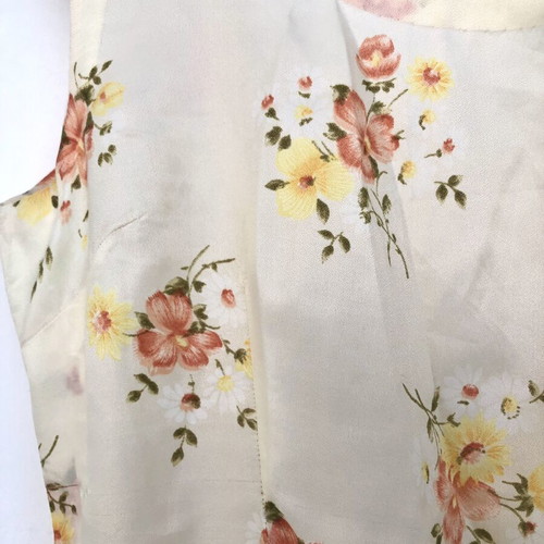 Vintage floral dress used, small, yellow cream, handmade