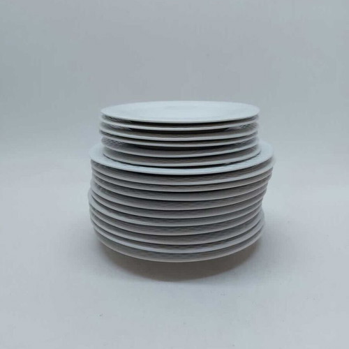 Set of 17 white porcelain plates Lynns Fine China used