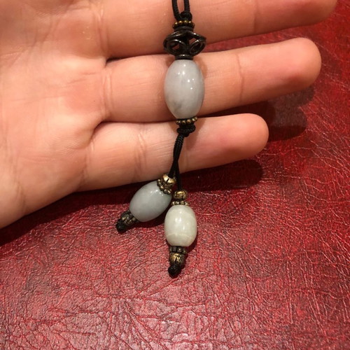 Worry beads with nephrite and pink agate beads