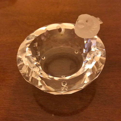 Swarovski ashtray used, crystal with bird decoration
