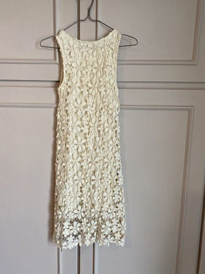 Mini dress ecru perforated with lining, like new, size S