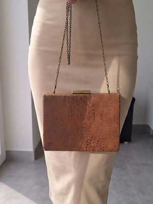 Achilleas Accessories brown clutch bag with removable chain strap