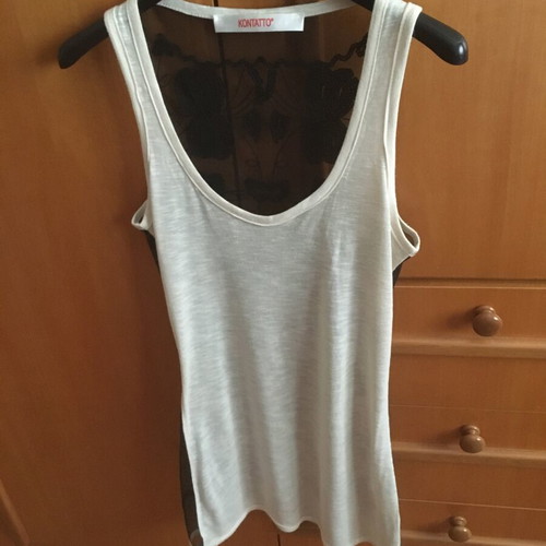 Kontatto sleeveless top with transparency like new, black and beige