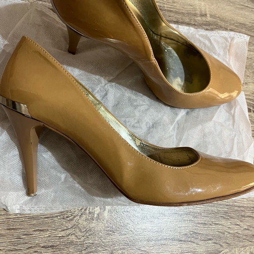 Stefania heels used, beige with silver detail, 8cm heel, size 40