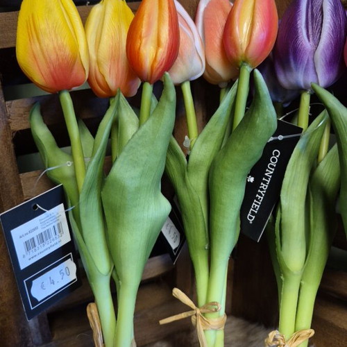 Faux tulips, 28 cm, assorted colors