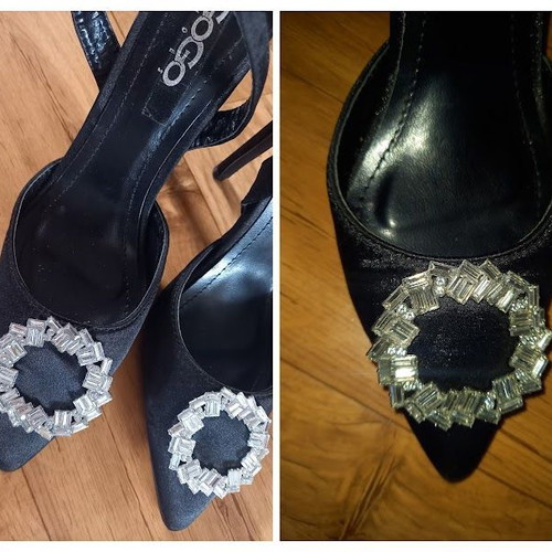 GoGo Shoes black slingback pumps size 37 new with buckle heels