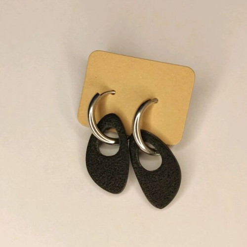 Handmade earrings from polymer clay and steel black and silver