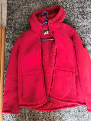 McKINLEY kids fleece jacket with hood like new, red, size 164