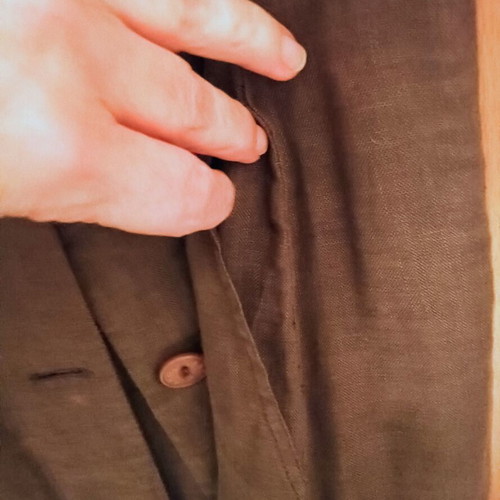 Linen vest hooded in khaki, like new, size M