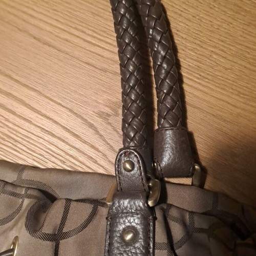 Boss shoulder bag like new, leather and fabric beige and brown
