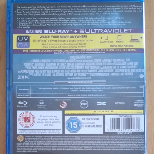 Cloud Atlas Blu-ray like new, science fiction, region free