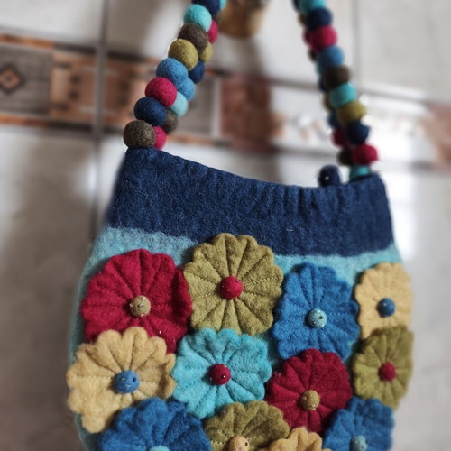 Uttam London bag new, colorful wool felt