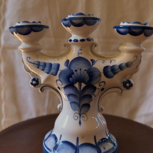 Vintage Gzhel porcelain candelabra like new