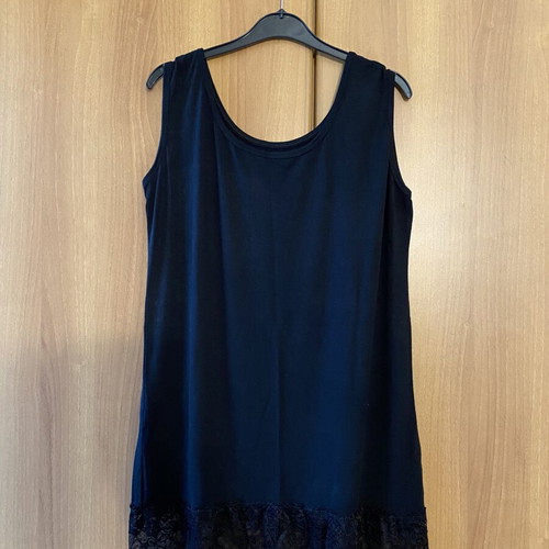 Black wide blouse with lace hem new, viscose blend