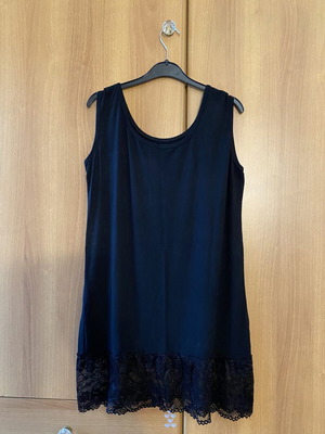 Black wide blouse with lace hem new, viscose blend