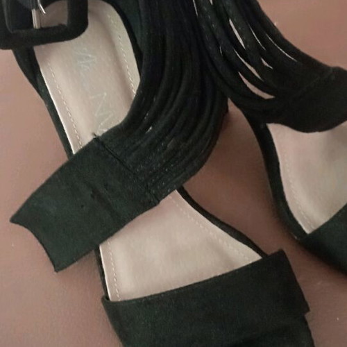 Black suede sandals size 36, heel height 10, new