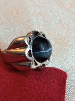 Silver ring 925 Cat Eye Oxette used, size 54