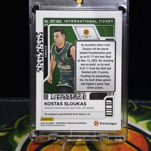 2025-26 Contenders Panathinaikos Euroleague International Ticket Kostas Sloukas new