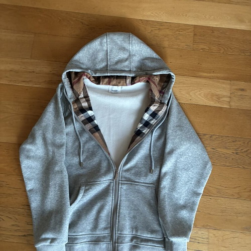 Burberry zip up jacket size M like new gray beige