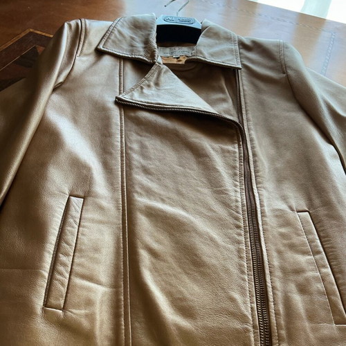Biker jacket metallic gold like new, lamb leather, size 40