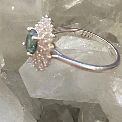 Silver ring with moissanite, new, size 17mm