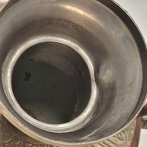 Vintage Tibetan Ewer Copper with Silver Dragon Motifs like new