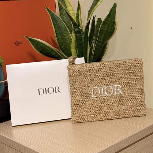 Dior beauty pouch, straw, beige