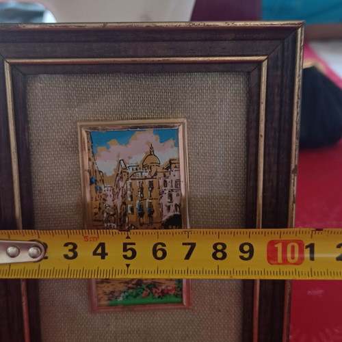 Handmade painting on gold leaf like new with certificate, vintage style