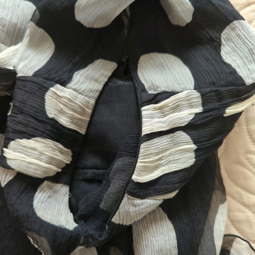 Lucifair silk shirt used, black with white large polka dots, size M