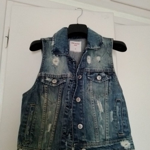 Pink Woman denim vest like new, blue, size XS