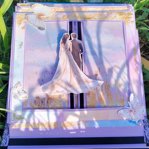 Handmade pop-up scrapbook album "Our Fairytale Wedding" new