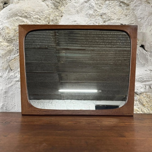 Danish Mid Century Modern Tapered Teak Mirror used