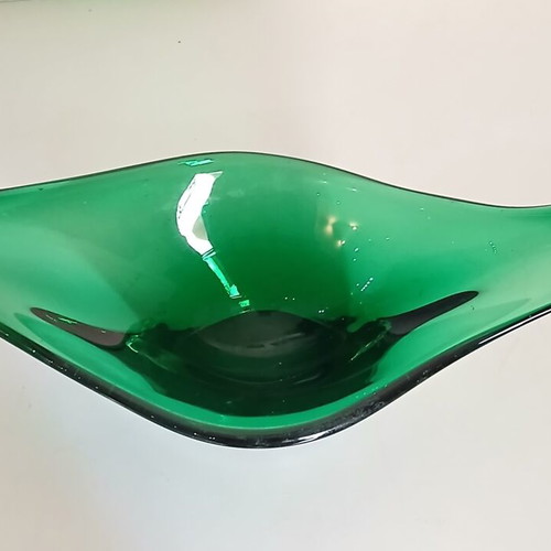 Murano Bowl Gondola Fruit Bowl 1960-1970 emerald green, like new
