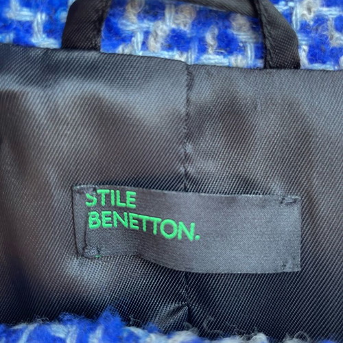 Benetton καρώ γκρι μπλε παλτό Μοντγκόμερι σαν καινούργιο, μέγεθος 42