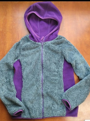 Fleece jacket used, gray and purple, size 122 cm