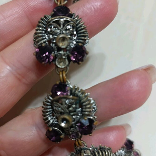 Vintage bracelet used with purple stones and silver details