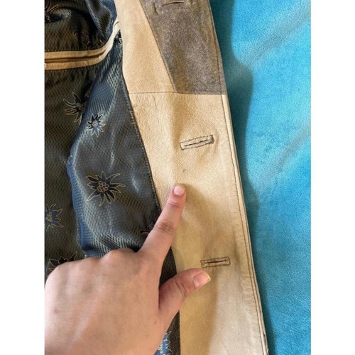 Vintage German Leather Coat Jacket Alphorn Size 56 2XLarge like new