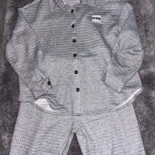 Women's tracksuit set like new with waffle texture gray, size L