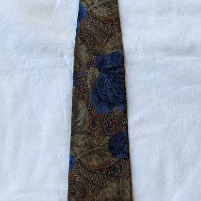 Kenzo tie used, 100% silk blue, gray and gold