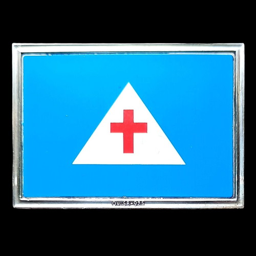 Silver rod 0.925 with colored screen print of Samos Principality flag like new