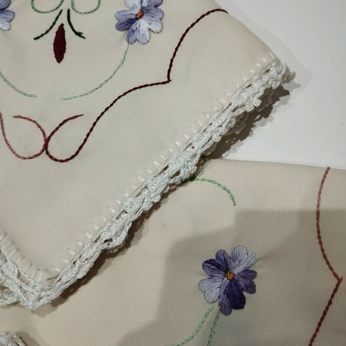 Handmade Set of 3 Embroidered Pieces with Lace New