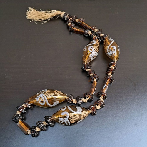 Decorative glass worry beads like new, handmade with painting